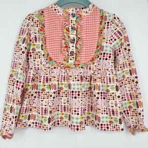 Matilda Jane Girl's Cornelia Libby Floral Top Apples Ruffles Size 2